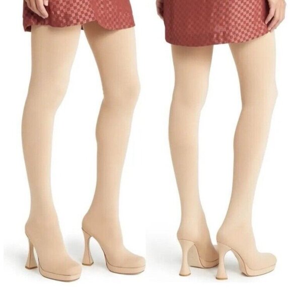 JEFFREY CAMPBELL Pantalones Platform Boot 8.5 Nude Pantboots Cosplay NEW - Picture 1 of 13